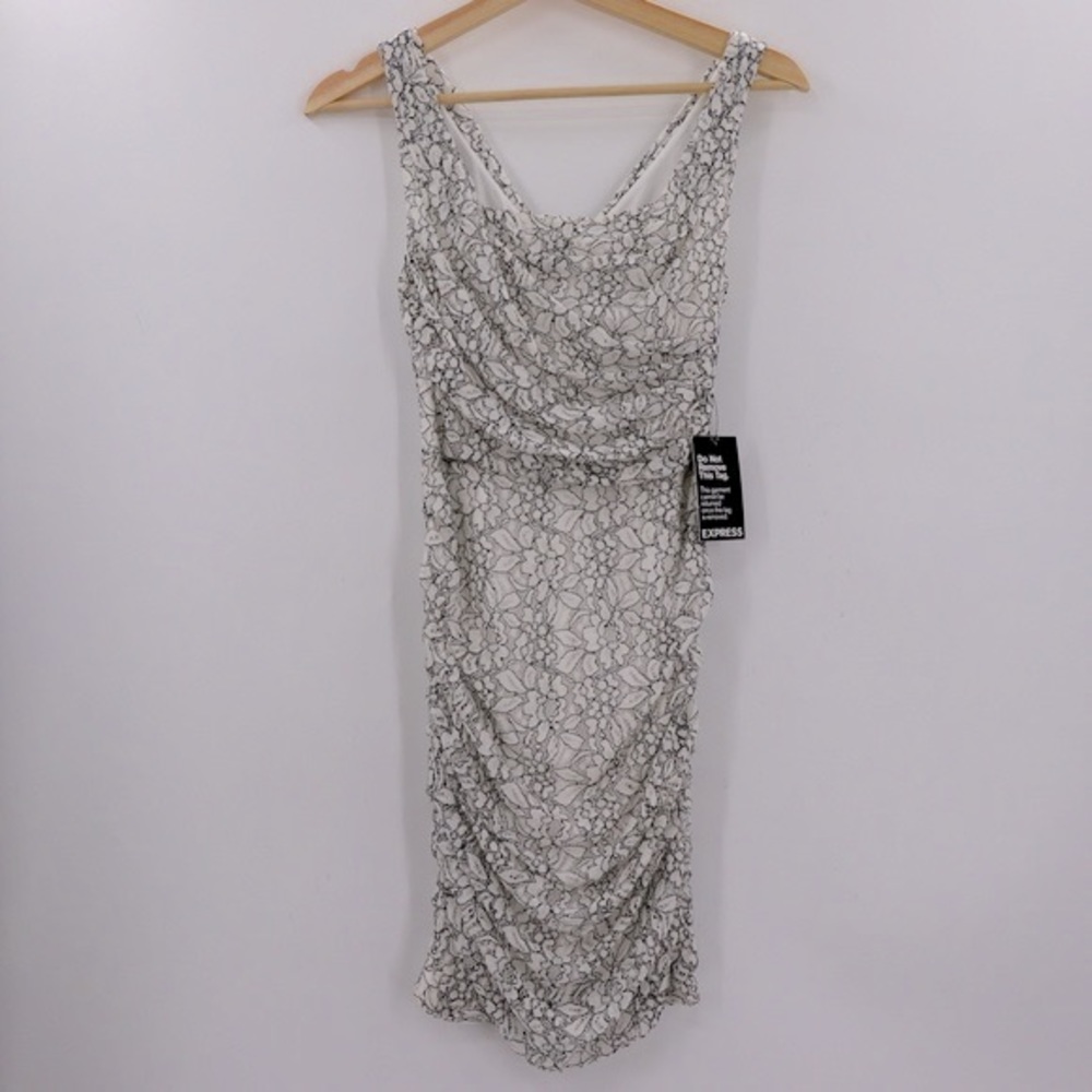 NWT Express White Lace Dress BodyCon Dress Size 2 White & Black Lace - Picture 4 of 10